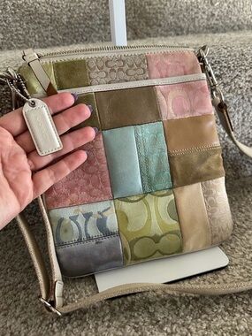 Coach Pastel Patchwork Crossbody Bag - Pink, Green, Blue, Tan